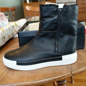 J Slides black leather shoe